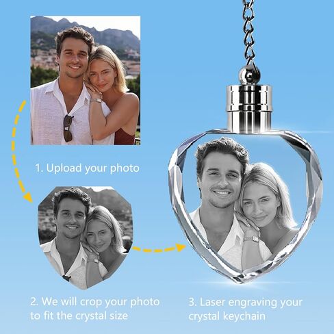 HAN'S LASER Personalized 3D Keychains with LED Light, Crystal Keychain with Your Own Photo, Great Memorial Gifts in Saudi Arabia