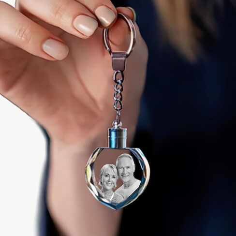 HAN'S LASER Personalized 3D Keychains with LED Light, Crystal Keychain with Your Own Photo, Great Memorial Gifts in Saudi Arabia