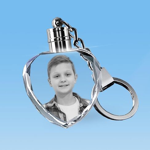 HAN'S LASER Personalized 3D Keychains with LED Light, Crystal Keychain with Your Own Photo, Great Memorial Gifts in Saudi Arabia