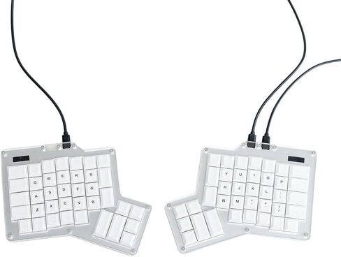لوحة مفاتيح ميكانيكية مريحة من Apos ErgoDox 76 بوصة Hot DOX V2 - متعامدة الخطوط، شاشة مؤشر، برنامج QMK/VIA الثابت، RGB، USB-C، PBT Keycaps، Hotswap (مفاتيح نحاسية داكنة السرعة Kailh) in Kuwait