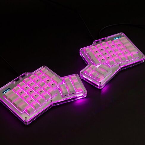 لوحة مفاتيح ميكانيكية مريحة من Apos ErgoDox 76 بوصة Hot DOX V2 - متعامدة الخطوط، شاشة مؤشر، برنامج QMK/VIA الثابت، RGB، USB-C، PBT Keycaps، Hotswap (مفاتيح نحاسية داكنة السرعة Kailh) in Kuwait