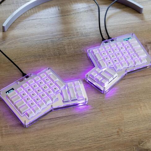 لوحة مفاتيح ميكانيكية مريحة من Apos ErgoDox 76 بوصة Hot DOX V2 - متعامدة الخطوط، شاشة مؤشر، برنامج QMK/VIA الثابت، RGB، USB-C، PBT Keycaps، Hotswap (مفاتيح نحاسية داكنة السرعة Kailh) in Kuwait