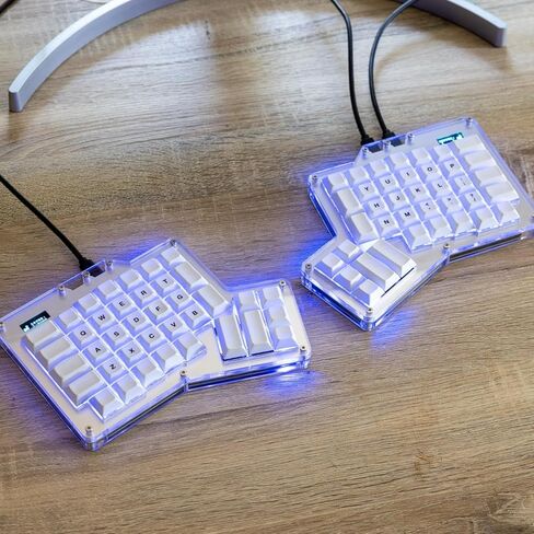 لوحة مفاتيح ميكانيكية مريحة من Apos ErgoDox 76 بوصة Hot DOX V2 - متعامدة الخطوط، شاشة مؤشر، برنامج QMK/VIA الثابت، RGB، USB-C، PBT Keycaps، Hotswap (مفاتيح نحاسية داكنة السرعة Kailh) in Kuwait