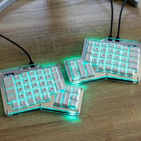 لوحة مفاتيح ميكانيكية مريحة من Apos ErgoDox 76 بوصة Hot DOX V2 - متعامدة الخطوط، شاشة مؤشر، برنامج QMK/VIA الثابت، RGB، USB-C، PBT Keycaps، Hotswap (مفاتيح نحاسية داكنة السرعة Kailh) in Kuwait