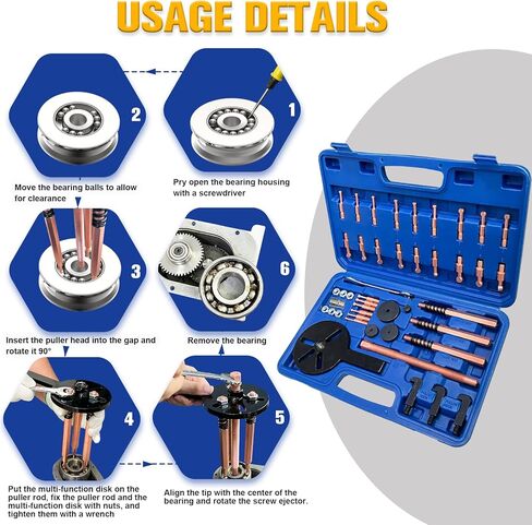 36-in-1 Bearing Puller Kit,Blind Hole Bearing Puller,Gear Puller Set with 3 Jaw Puller Hooks,Internal/External Bearing Removal Tool for Cars, Motorcycles and Various Machinery in Saudi Arabia