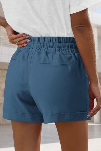 ANFTFH Womens Casual Shorts Summer Drawstring Elastic Waist Comfy Shorts with Pockets in Kuwait