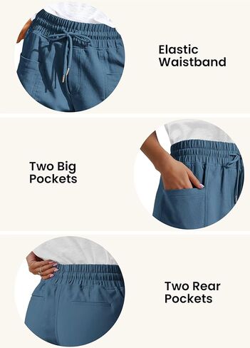 ANFTFH Womens Casual Shorts Summer Drawstring Elastic Waist Comfy Shorts with Pockets in Kuwait