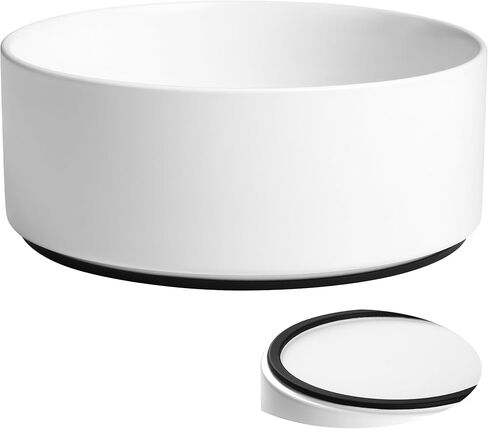 Non Slip Dog Bowls, Heavy Ceramic Dog Food Bowl with Silicone Base, Weighted Puppy Water Bowl No Spill, No Flip Pet Feeding Bowl for Big Cats, Puppies, Small and Medium Dogs (White, 6") in Kuwait