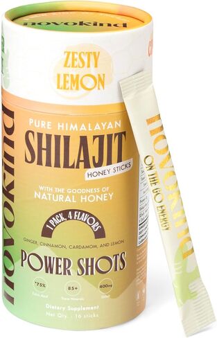 Pure Himalayan Shilajit Sticks with Honey | Discovery Set - Cardamom, Cinnamon, Ginger, Lemon | On-The-Go Natural Energy | 75%+ Fulvic Acid | 85+ Trace Minerals for Men & Women, Pack of 16 in Saudi Arabia