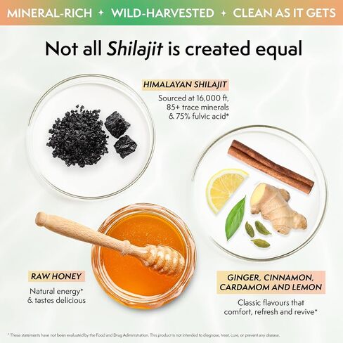 Pure Himalayan Shilajit Sticks with Honey | Discovery Set - Cardamom, Cinnamon, Ginger, Lemon | On-The-Go Natural Energy | 75%+ Fulvic Acid | 85+ Trace Minerals for Men & Women, Pack of 16 in Saudi Arabia