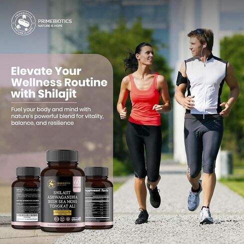 All-in-1 Shilajit Supplement with Ashwagandha, Irish Sea Moss, Tongkat Ali, Black Pepper Extract, Boron, Magnesium and Zinc for Men & Women (60 Capsules) in Saudi Arabia