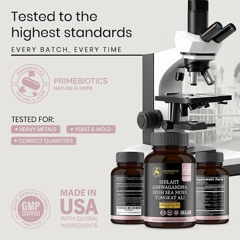 All-in-1 Shilajit Supplement with Ashwagandha, Irish Sea Moss, Tongkat Ali, Black Pepper Extract, Boron, Magnesium and Zinc for Men & Women (60 Capsules) in Saudi Arabia