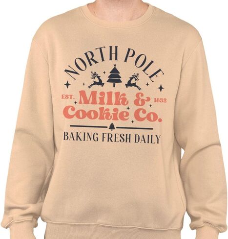 Milk and Cookie North Pole Bakery Christmas Sweatshirt Unisex in Saudi Arabia