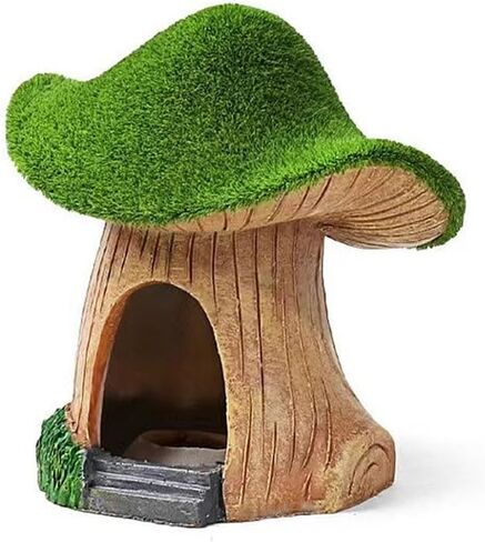 Fish Tank Hideout Landscape, Green Moss Mushroom House Aquarium Decoration, Reptiles Fish and Shrims Shelter Landscape Cave Decor in Saudi Arabia