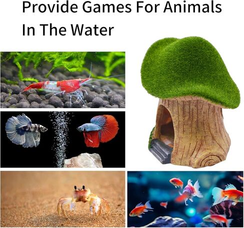 Fish Tank Hideout Landscape, Green Moss Mushroom House Aquarium Decoration, Reptiles Fish and Shrims Shelter Landscape Cave Decor in Saudi Arabia