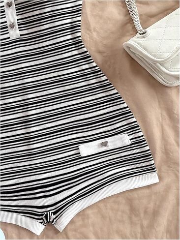 Verdusa Women's Striped Halter Romper Casual Summer Sexy Romper Short 2025 Date Night Outfits in Saudi Arabia