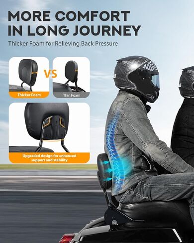 Pbymt Passenger Backrest Sissy Bar ، Quick Freear الخلفي القابل للفصل Sissy Bar مسند الظهر لهارلي Davidson Touring Street Glide Road King Electra Glide Glide 2009-2024 ، Black Glossy in Saudi Arabia