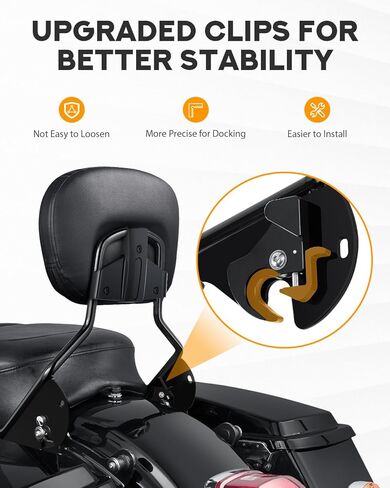 Pbymt Passenger Backrest Sissy Bar ، Quick Freear الخلفي القابل للفصل Sissy Bar مسند الظهر لهارلي Davidson Touring Street Glide Road King Electra Glide Glide 2009-2024 ، Black Glossy in Saudi Arabia