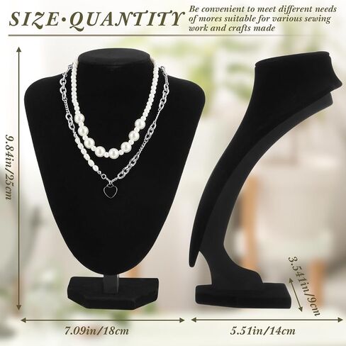 6 Pcs Necklace Display Stand Necklace Holder Jewelry Bust Display Stands for Selling Home Store Trade Shows Photography Props Retail(Black,Velvet) in Saudi Arabia