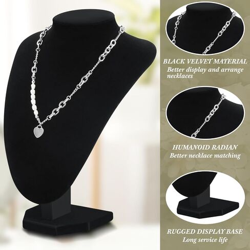 6 Pcs Necklace Display Stand Necklace Holder Jewelry Bust Display Stands for Selling Home Store Trade Shows Photography Props Retail(Black,Velvet) in Saudi Arabia