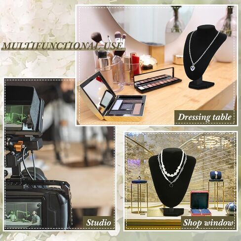 6 Pcs Necklace Display Stand Necklace Holder Jewelry Bust Display Stands for Selling Home Store Trade Shows Photography Props Retail(Black,Velvet) in Saudi Arabia