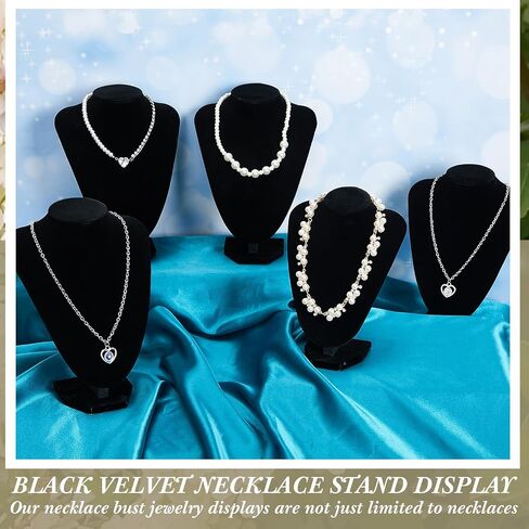 6 Pcs Necklace Display Stand Necklace Holder Jewelry Bust Display Stands for Selling Home Store Trade Shows Photography Props Retail(Black,Velvet) in Saudi Arabia