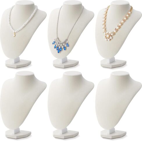 6 Pcs Necklace Display Stand Necklace Holder Jewelry Bust Display Stands for Selling Home Store Trade Shows Photography Props Retail(Black,Velvet) in Saudi Arabia