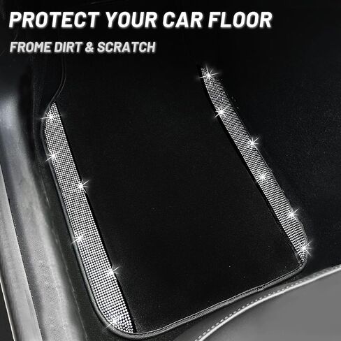 NBTEPEM Bling Car Floor Mats Full Set and Steering Wheel Cover, Universal Fit Most Cars, 4 pcs Sparkle Glitter Diamond Carpet, 5 pcs Bling Car Accessories Set for Women (Silver Diamond) in Saudi Arabia