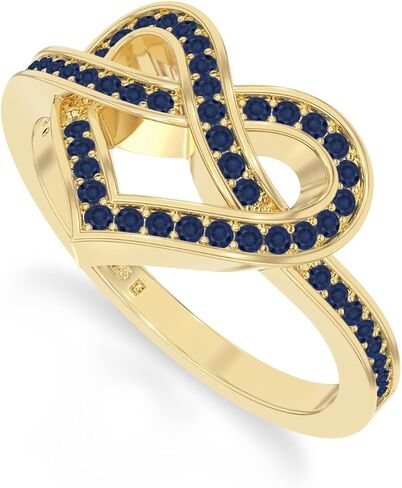 Natural Gemstone Infinity Heart Promise Ring for Women in 925 Silver/18K Yellow/Rose Gold Vermeil, Birthstone Jewelry Gifts for Her Birthday, Wedding Anniversary, Graduation, Christmas, Mothers Day in Saudi Arabia