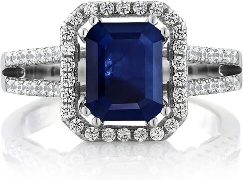 Gem Stone King Emerald Cut 9X7MM Gemstone Birthstone Wedding Anniversary Promise Engagement Ring For Women | 925 Sterling Silver | Available In Size 5, 6, 7, 8, 9 in Saudi Arabia
