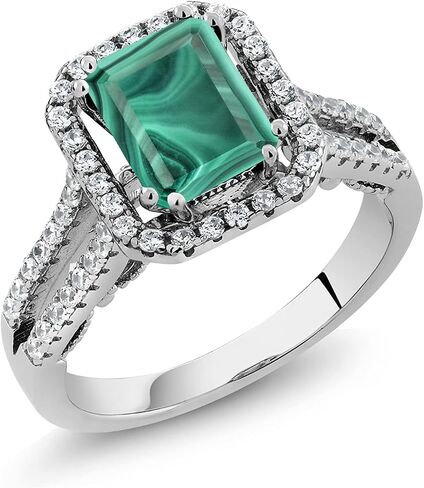 Gem Stone King Emerald Cut 9X7MM Gemstone Birthstone Wedding Anniversary Promise Engagement Ring For Women | 925 Sterling Silver | Available In Size 5, 6, 7, 8, 9 in Saudi Arabia