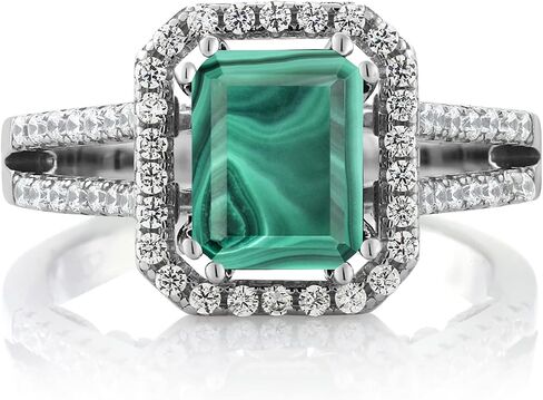 Gem Stone King Emerald Cut 9X7MM Gemstone Birthstone Wedding Anniversary Promise Engagement Ring For Women | 925 Sterling Silver | Available In Size 5, 6, 7, 8, 9 in Saudi Arabia