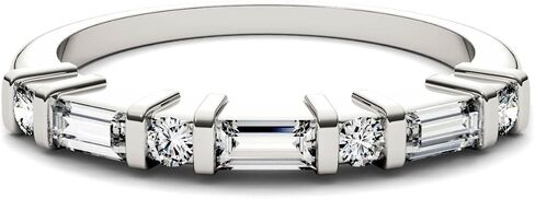 1.20Ctw Baguette Cut White Diamond Wedding Band Ring Sterling Silver with 14k White Gold Finish in Saudi Arabia