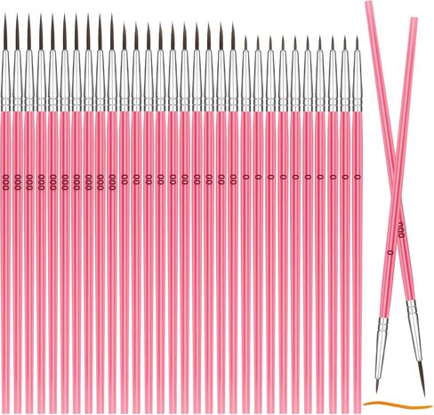 30 Pcs Tiny Detail Paint Brushes, Mini Small Painting Brushes Set, Fine Tip Paint Brushes Set with 3 Size #0#00#000 Liner Brush for Art, Crafts, Acrylic, Watercolor, Oil, Miniature 40k Model, Face in Kuwait