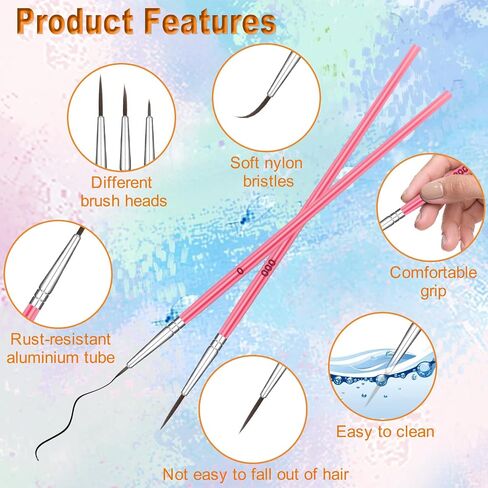 30 Pcs Tiny Detail Paint Brushes, Mini Small Painting Brushes Set, Fine Tip Paint Brushes Set with 3 Size #0#00#000 Liner Brush for Art, Crafts, Acrylic, Watercolor, Oil, Miniature 40k Model, Face in Kuwait