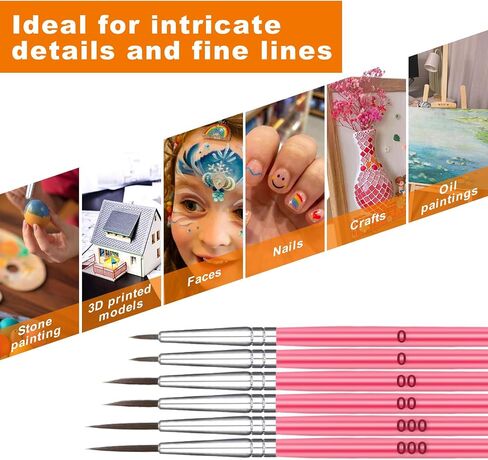 30 Pcs Tiny Detail Paint Brushes, Mini Small Painting Brushes Set, Fine Tip Paint Brushes Set with 3 Size #0#00#000 Liner Brush for Art, Crafts, Acrylic, Watercolor, Oil, Miniature 40k Model, Face in Kuwait