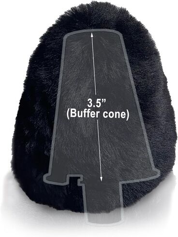 Jounjip Dual Wool Buffer Covers - مصنوعة يدويًا 100 ٪ Lambswool Bonnets - مقابل 2.5 × 3.5 بوصة من المخاريط (2Pack أسود) in Kuwait