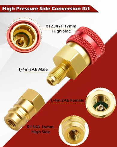 R1234YF مقرنات ، R1234YF قابلة للتعديل إلى R134A محول مبرد مقرنة سريع لتجهيزات إعادة التغذية التيار المتردد ، موصلات HP و LP لإخلاء نظام AC R134A تبريد السيارة ، 1/4 بوصة ، مجموعة من 2 in Kuwait