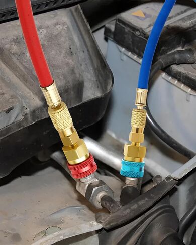 R1234YF مقرنات ، R1234YF قابلة للتعديل إلى R134A محول مبرد مقرنة سريع لتجهيزات إعادة التغذية التيار المتردد ، موصلات HP و LP لإخلاء نظام AC R134A تبريد السيارة ، 1/4 بوصة ، مجموعة من 2 in Kuwait