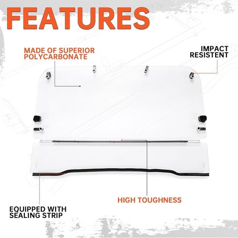 Kojem 1/4'' Thick Windshield Compatible with 2009-2023 KAWASAKI MULE 4000/KAWASAKI MULE 4010 MODEL Flip up Folding Clear Windshield in Saudi Arabia