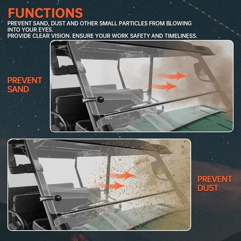 Kojem 1/4'' Thick Windshield Compatible with 2009-2023 KAWASAKI MULE 4000/KAWASAKI MULE 4010 MODEL Flip up Folding Clear Windshield in Saudi Arabia