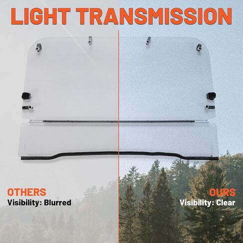 Kojem 1/4'' Thick Windshield Compatible with 2009-2023 KAWASAKI MULE 4000/KAWASAKI MULE 4010 MODEL Flip up Folding Clear Windshield in Saudi Arabia