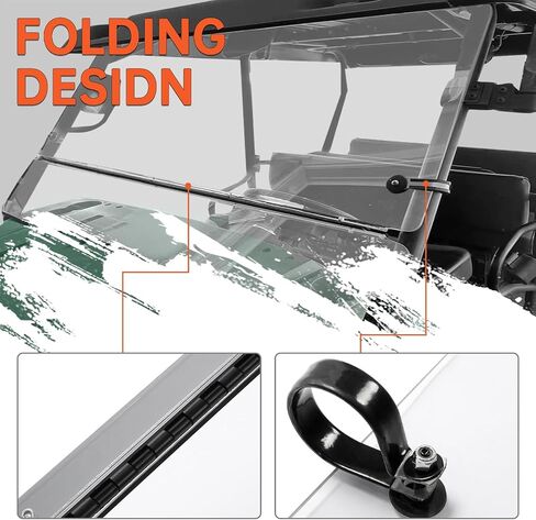 Kojem 1/4'' Thick Windshield Compatible with 2009-2023 KAWASAKI MULE 4000/KAWASAKI MULE 4010 MODEL Flip up Folding Clear Windshield in Saudi Arabia