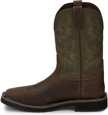 Justin Driller 11" Square Steel Toe Men's Boot, Durable Leather, Slip-Resistant, Comfort Cushioned Insole for Work Safety in Saudi Arabia