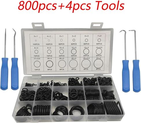 225-800pcs طوقا حشية نتريل معبأة متعددة الأحجام مطاطية O-Rings إصلاح مجموعة الغسالات المقاومة للزيت مجموعة الغسالات (770 ٪) in Kuwait