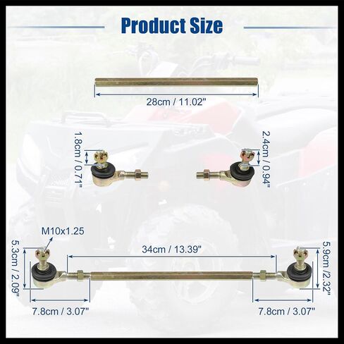 28cm 11.02" Steering Tie Rod Ball Joint Tie Rod Assembly Fit for 50cc 70cc 90cc 110cc 125cc 150cc 200cc 250cc ATV Four Quad - Pack of 1 Durable Material in Saudi Arabia