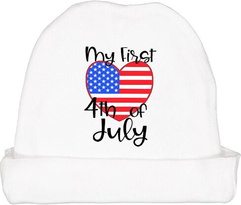 inktastic أول رابع من يوليو- العلم الأمريكي HEART BABY HAT in Kuwait