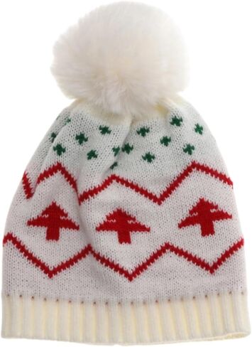 Kid Knitted Beanies Christmas Tree Pattern Winter Caps Cute Christmas Hat for Toddlers Boys and Girls in Saudi Arabia