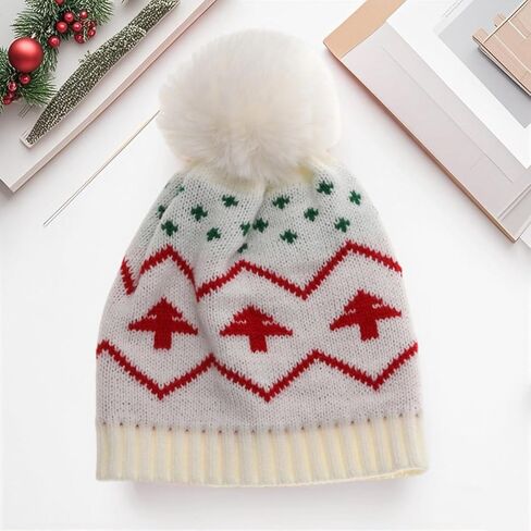 Kid Knitted Beanies Christmas Tree Pattern Winter Caps Cute Christmas Hat for Toddlers Boys and Girls in Saudi Arabia