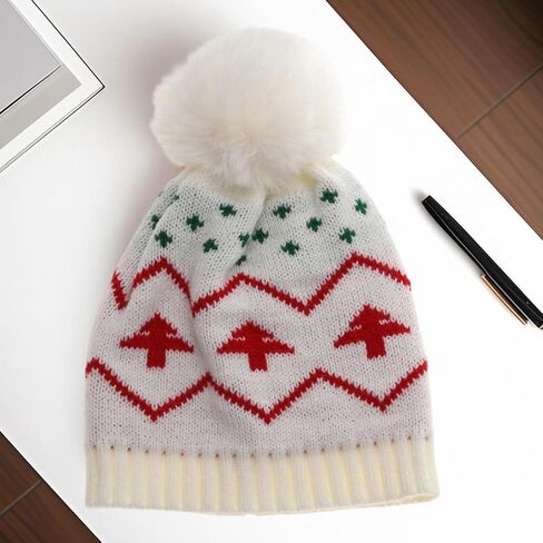 Kid Knitted Beanies Christmas Tree Pattern Winter Caps Cute Christmas Hat for Toddlers Boys and Girls in Saudi Arabia
